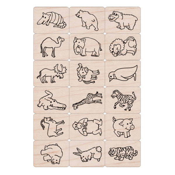 Hero Arts Ink n Stamp Fun Animals Stamps, 18 Pieces LL411